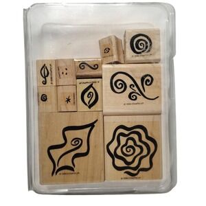 Vintage Stampin Up Fabulous Flourishes Wood‎ Stamps 1996 Retired flowers